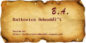 Balkovics Adeodát névjegykártya